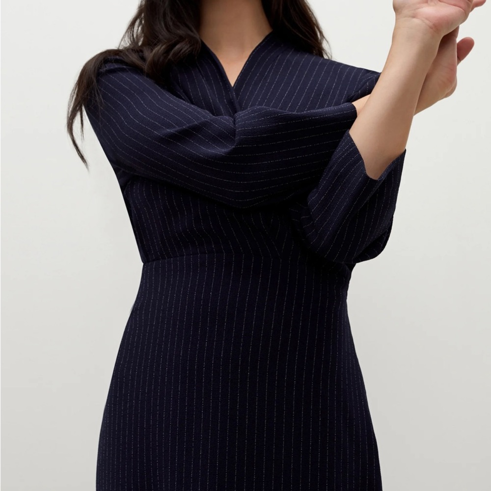 MM.LaFleur Navy Pinstripe Dress